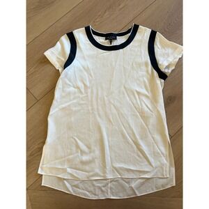 Rag Bone New York Ivory Black Trim T Shirt Top Womens Size Small S Short Sleeve